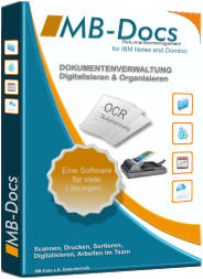 OCR Texterkennung Eine Software  für viele Lösungen... MB-Docs Dokumentenmanagement DOKUMENTENVERWALTUNG Digitalisieren & Organisieren Scannen, Drucken, Sortieren, Digitalisieren, Arbeiten im Team Dokumentenmanagement MB-Docs for IBM Notes and Domino MB-Data e.K. Datentechnik